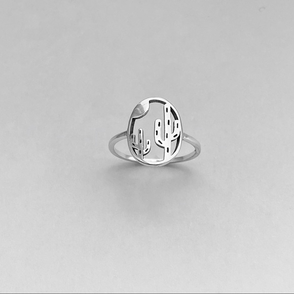 Sterling Silver Double Cactus Ring, Desert trees, Silver Rings, Tree of Life - Picture 2 of 12